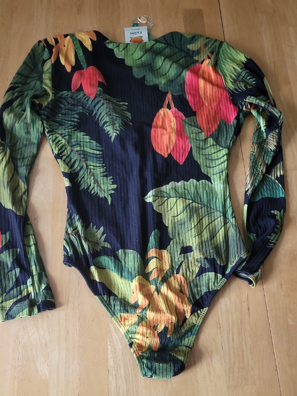 FARM Rio Cocoa Leaf Bodysuit Size S - Picture 4 of 16